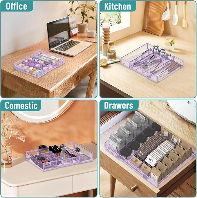 Expandable Desk Drawer Organizer, 10 Adjustable Compartment, expands from 8.74 - Image 7