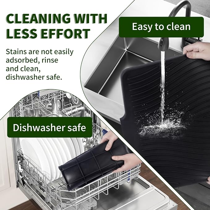 Silicone Dish Drying Mat for Kitchen Counter, Hangable & Roll-Up for - Image 6
