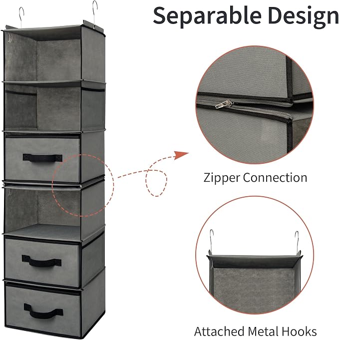 GRANNY SAYS Hanging Closet Organizer, 5 Drawers, 6 Shelves, 4 Pockets, 6 - Image 6