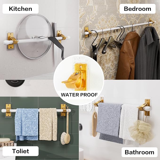Antimbee 12PCS Self Adhesive Curtain Rod Bracket, No Drilling Curtain Rod - Image 6