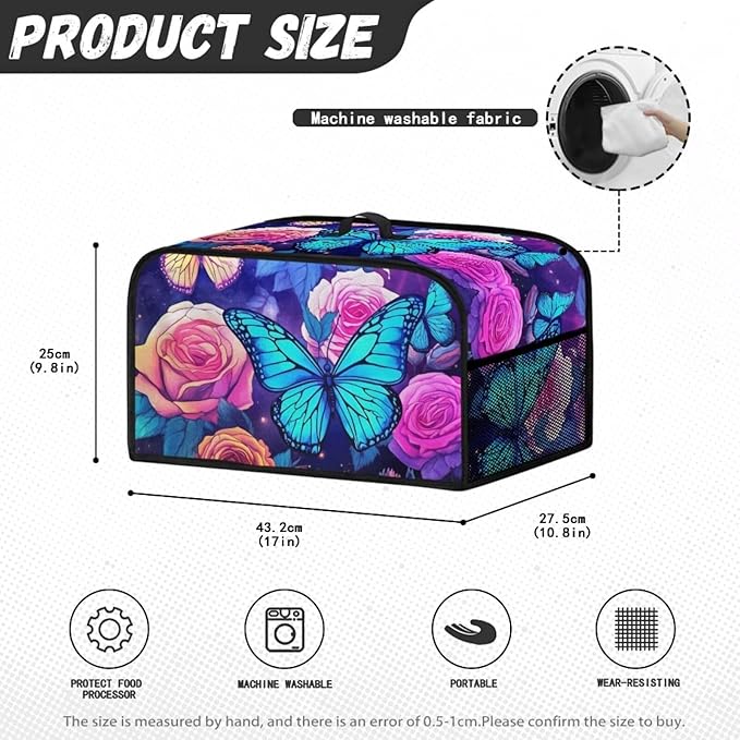 Blue Butterfly Slow Cooker Cover Holder - Dust Cover for Kitchen Appliance - Pockets - Halloween & Holiday Gifts