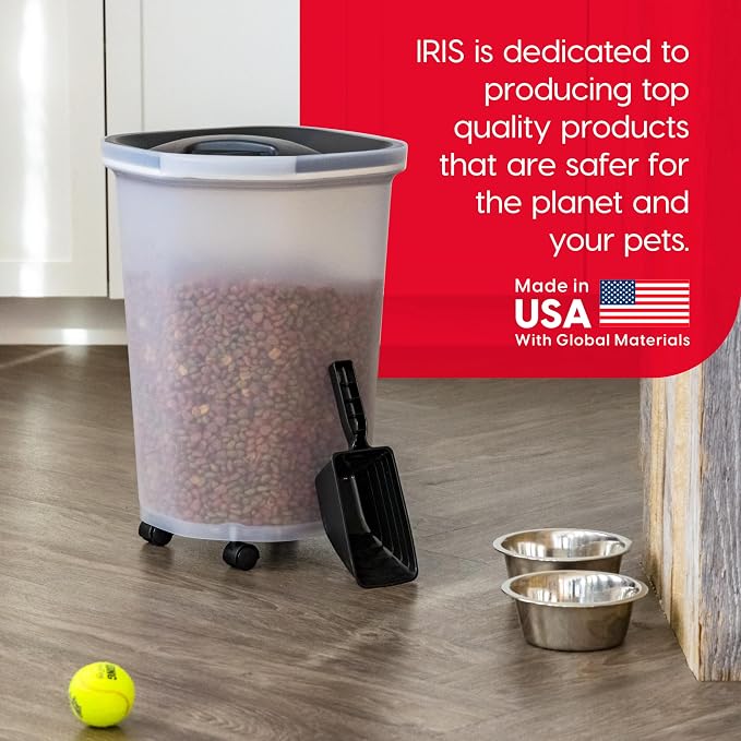 IRIS USA Dog Food Storage Container, Made in USA | Includes 2-Cup Scoop & Wheels - Image 8
