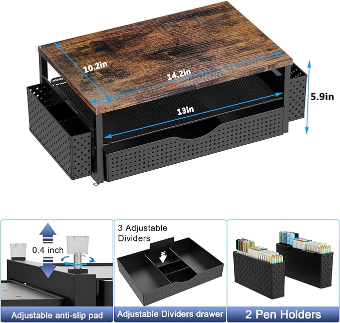 Spacrea Desk Organizer and Accessories, Computer Monitor Stand Riser - Image 6