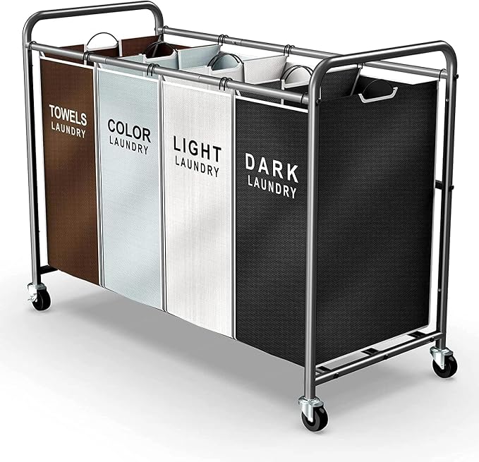 ROMOON Laundry Hamper Sorter Cart, 4-Section Organizer by ROMOON