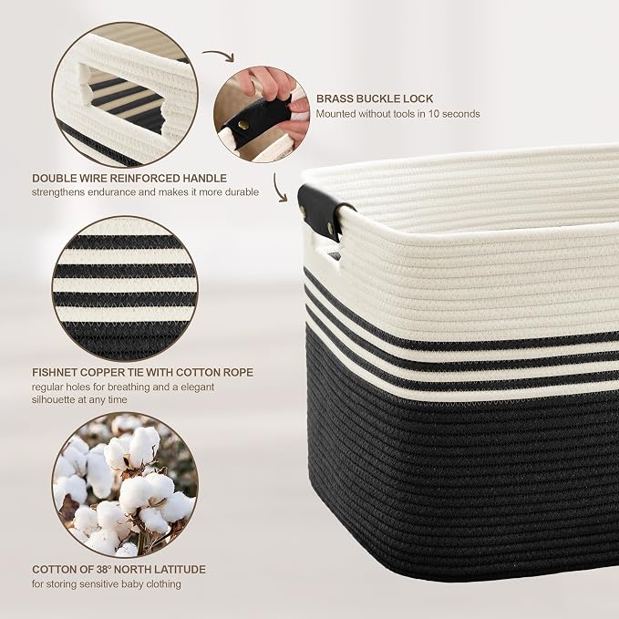 60L Woven Laundry Basket Hamper - Image 5