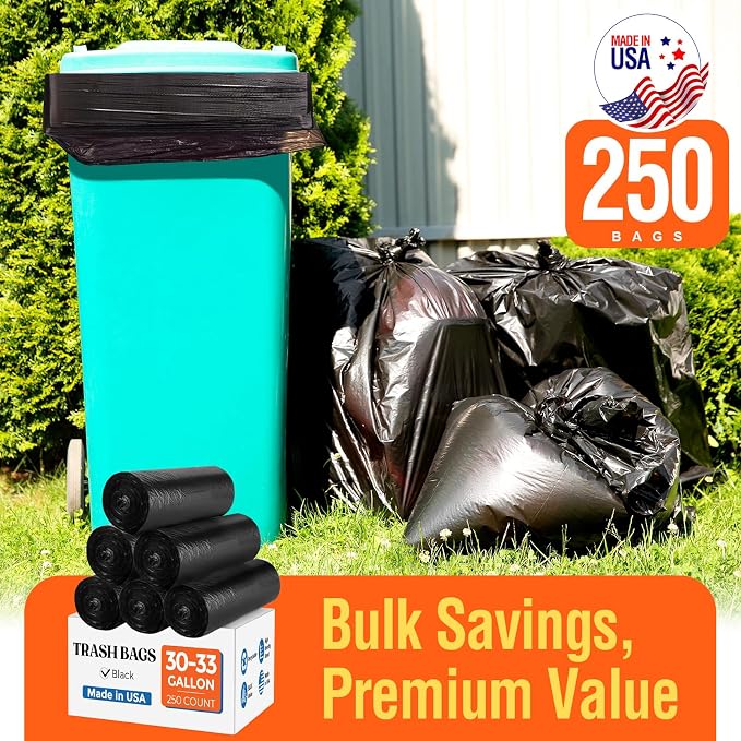 Delxo 30-33 Gallon Trash Bags, Plastic Bolsas para basura - Image 4