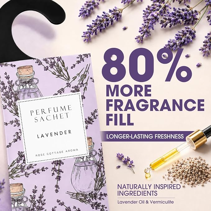 Large 12 Packs Lavender Hanging Scented Sachets Long-Lasting Closet Deodorizer - Image 3