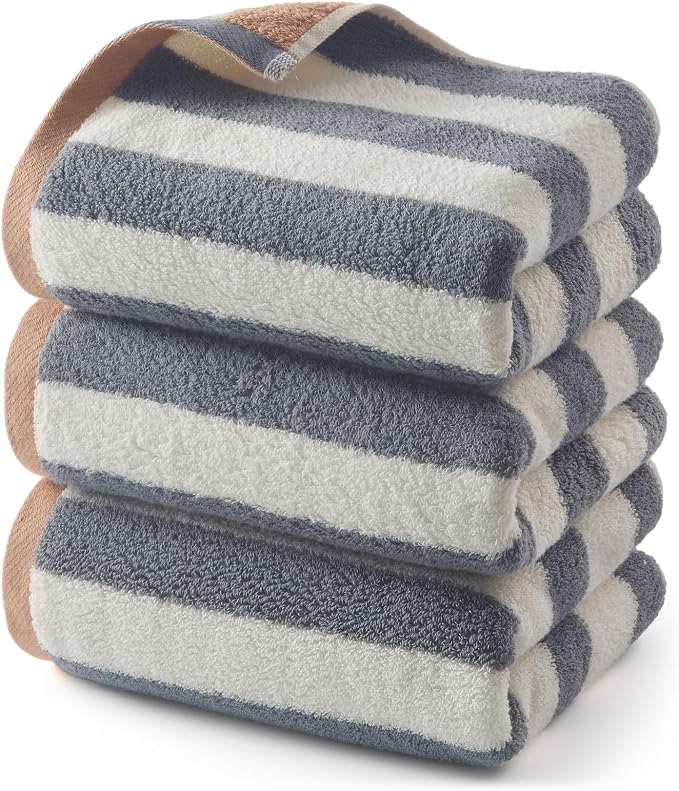 REDKISS Striped Hand Towels for Bathroom, Kitchen Decor, Guest Use, Ultra Soft by REDKISSOnline