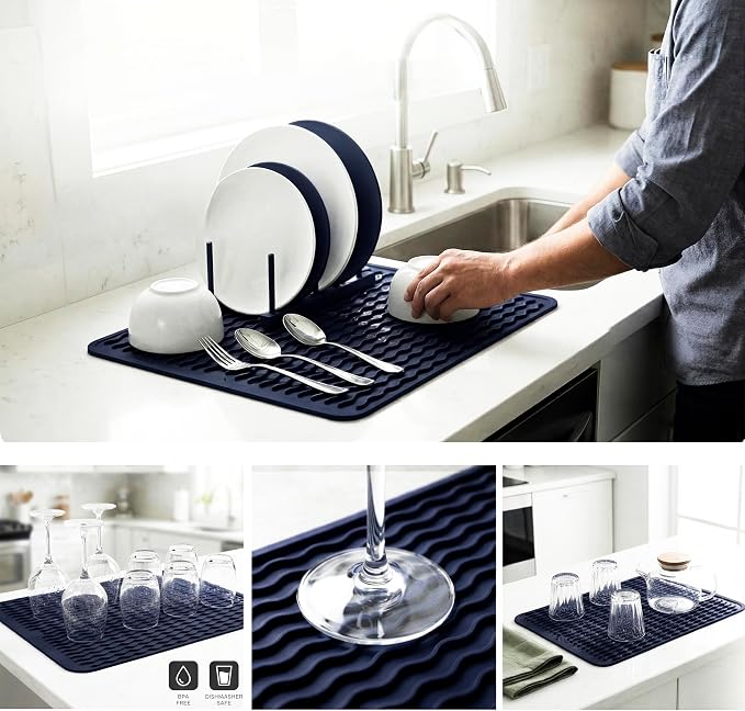 MicoYang Silicone Dish Drying Mat — Quick-Dry Ridges Counter & Sink Pad - Image 4
