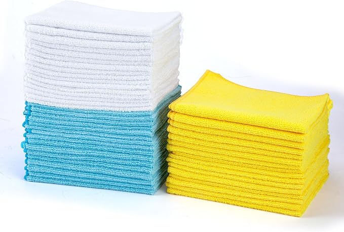 Amazon Basics Microfiber Cleaning Cloths, Highly Absorbent, Scratch-Free by AmazonBasics