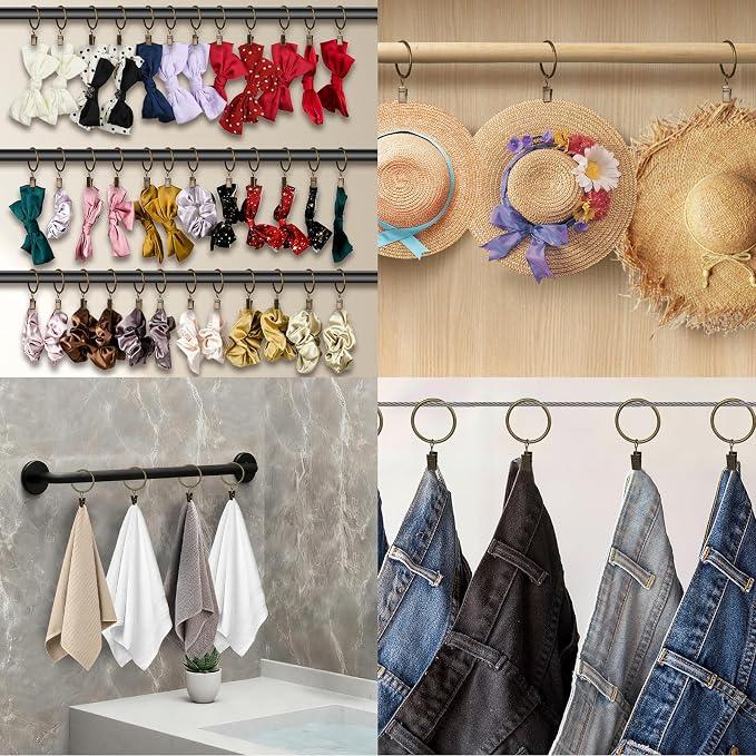 Curtain Rings with Clips, 44 Pack Metal Drapery Rings with Clips Hooks Hangers - Image 9