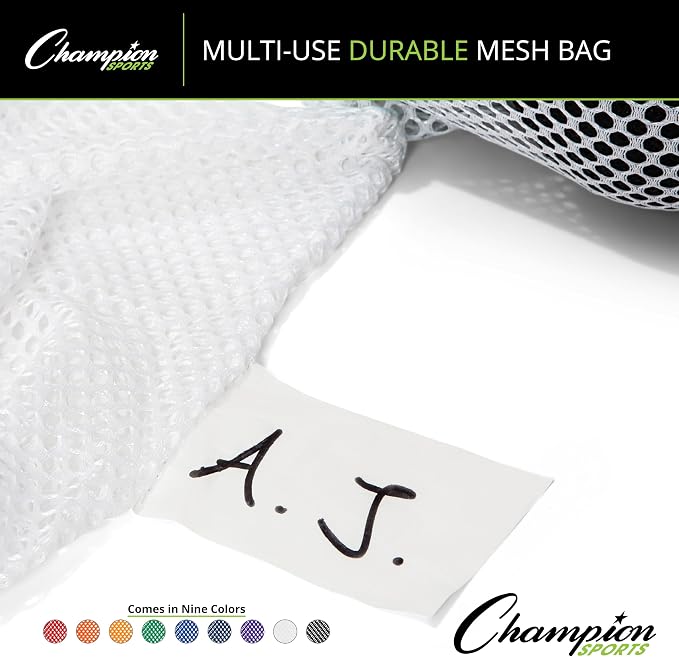 Champion Sports Mesh Equipment Bag – Heavy-Duty Nylon Drawstring Bag - Image 2