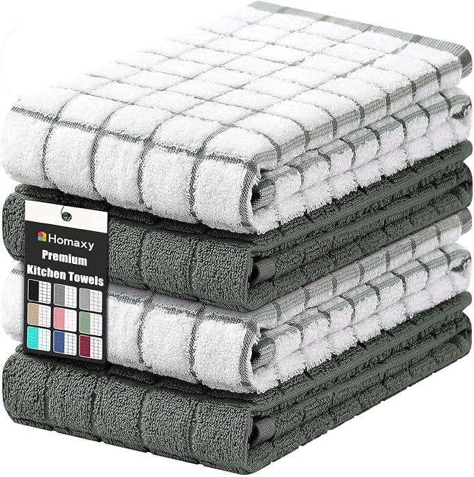 Homaxy Large Premium Cotton Kitchen Towels 16"x 28", 4 Pack, Dark Green by Homaxy