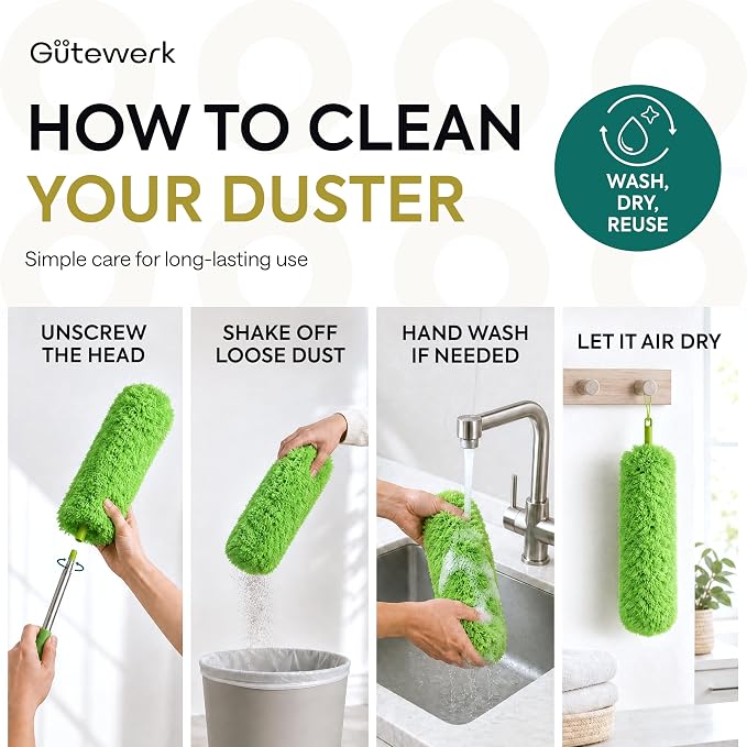 GÜTEWERK Extendable Microfiber Duster, 55 Inch - Image 6