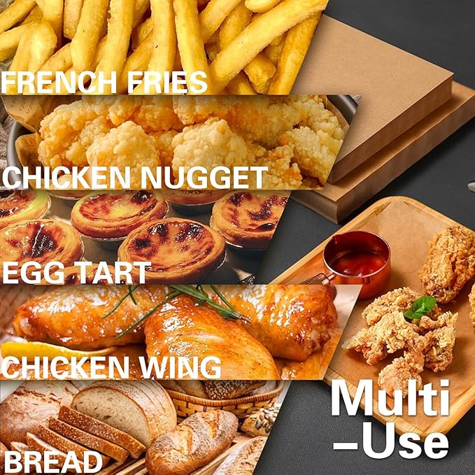 Air Fryer Liners Disposable, 100Pcs Parchment Paper with 4Pcs Teflon Mats Compatible with Nuwave 30QT Air Fryer Toaster Oven, Non-Stick Parchment Paper for Baking