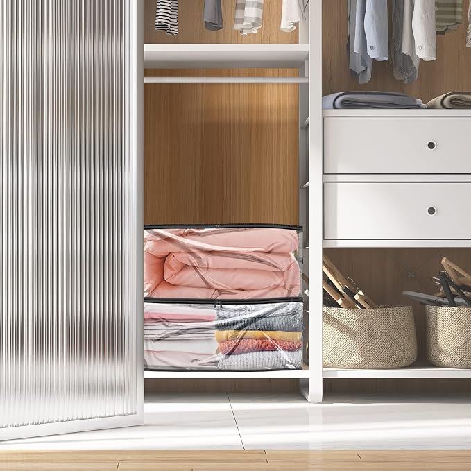Blanket Storage Bags 6 Pack 35L Clear Plastic Clothes Closet Organizer | Clear - Image 6