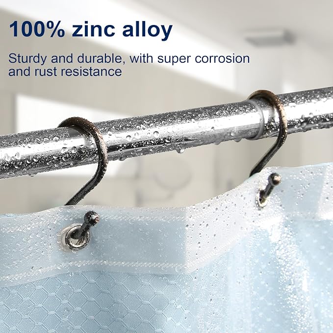 Metal Shower Curtain Hooks, Rust Proof Shower Curtain Hooks Rings, Durable S - Image 2