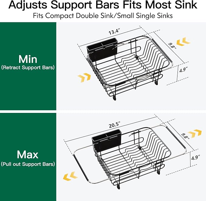 JASIWAY Black Dish Drying Rack in Sink - Image 4