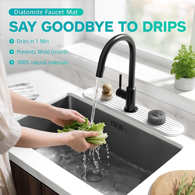 Stone Faucet Mat for Kitchen Sink – Diatomite Fast-Drying Stone Tray, Faucet - Image 5