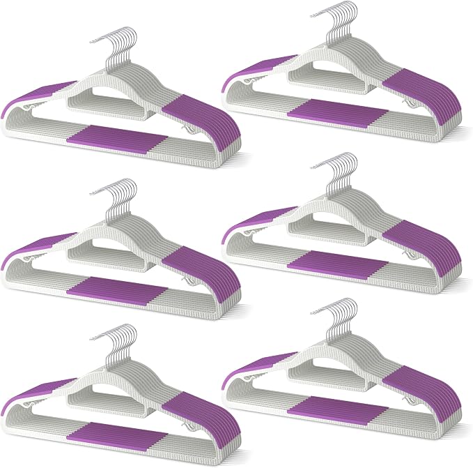 60 Pack Heavy Duty Plastic Hangers, Non Slip Clothes Hangers by MLKJHHI