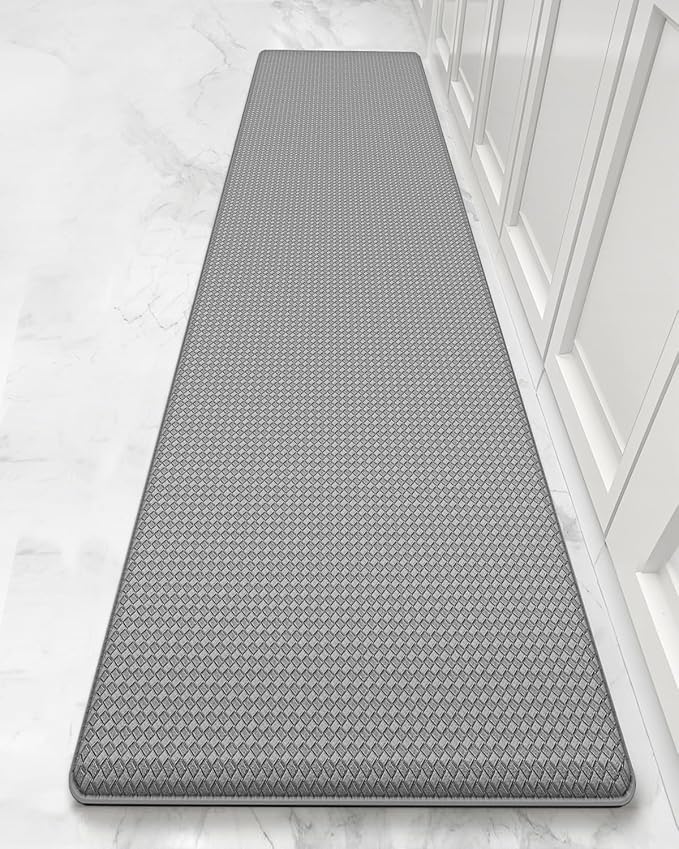Color&Geometry Anti Fatigue Cushion Kitchen Mat for Floor -17"x79",Long,Easy Clean, Water & Oil Proof, Anti Slip, Foam Rubber Runner Rug for Front Sink Comfort Standing,Grey
