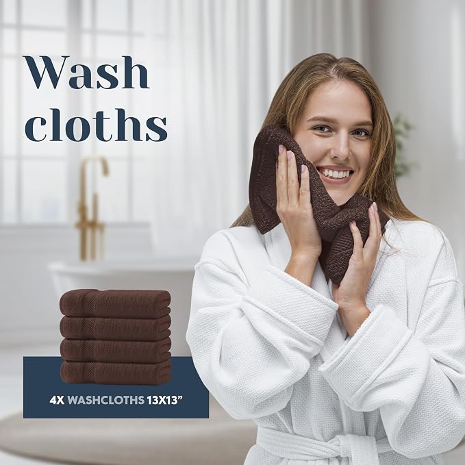 White Classic Luxury Bath Towel Set of 8 Pieces - Image 7