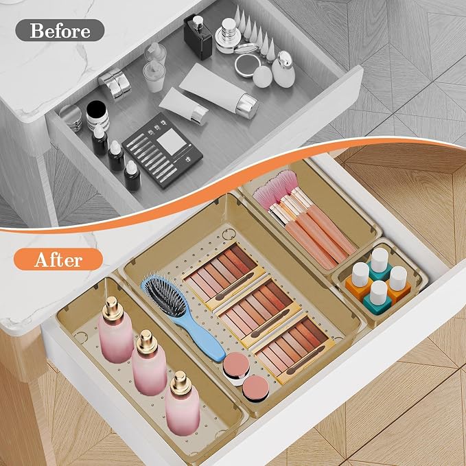 SpaceHacks 25 PCS Plastic Drawer Organizer, 4-Size Versatile Organizer Trays & - Image 4