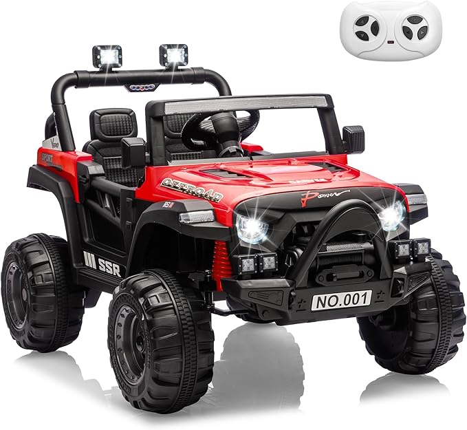 12V Kids Ride on Car, Electric Ride on Truck w/Parent Remote, Spring Suspension, Bluetooth Music, LED Light, 4.1Mph Max Speed, 3 Speeds, Battery Powered Vehicles for Kids Toddler Age 3-8, Red