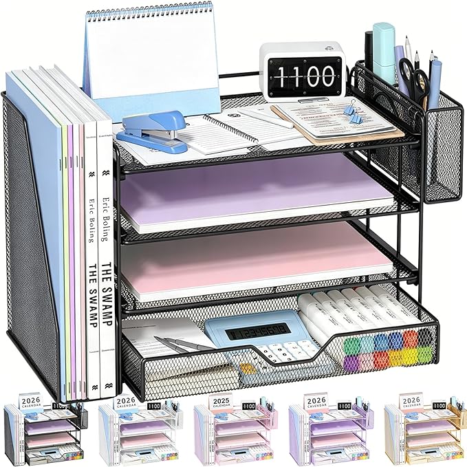 Desk Organizers and Accessories, 4-Tier Desktop File Organizer by OPNICE