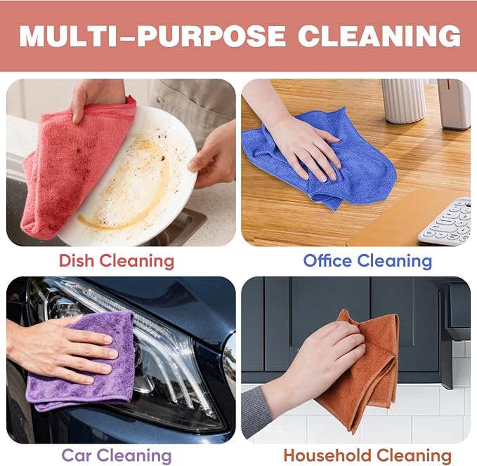 10 Colors Microfiber Cleaning Cloths, 400 Pack Assorted Cleaning Rags | Highly - Image 5