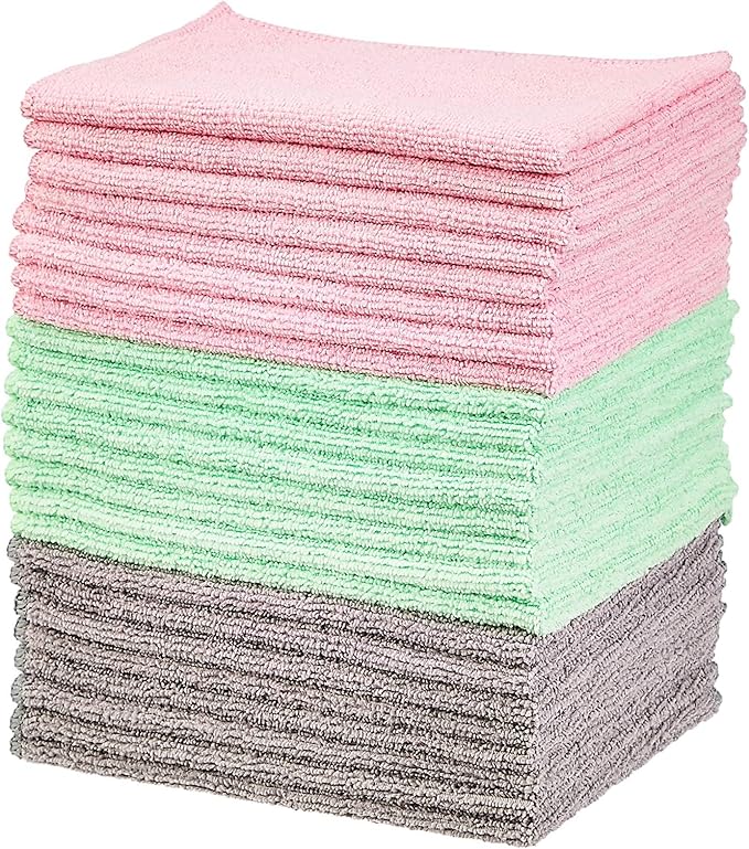 Amazon Basics Microfiber Cleaning Cloths, Ultra-Soft and Highly Absorbent by AmazonBasics