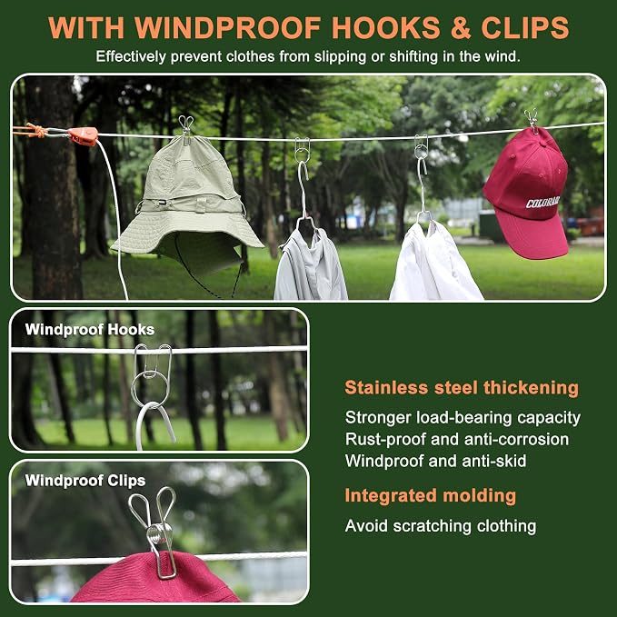 Vigorport Retractable Travel Clothesline, Dual Pulley Clothes Laundry Line - Image 4