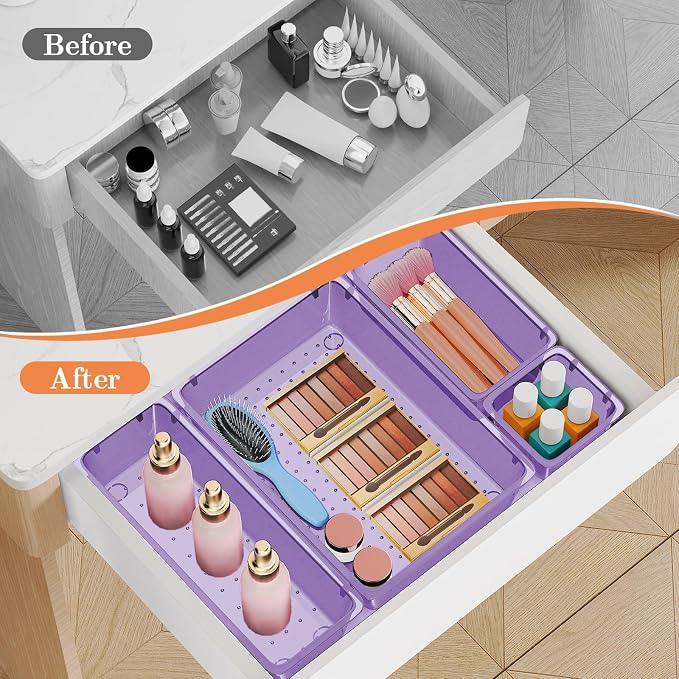 SpaceHacks 25 PCS Plastic Drawer Organizer, 4-Size Versatile Organizer Trays & - Image 4