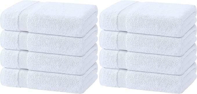 Wealuxe White Bath Towels Set of 4 — 27 x 54 Inch, 100% Ring Spun Cotton 650GSM by WhiteClassic