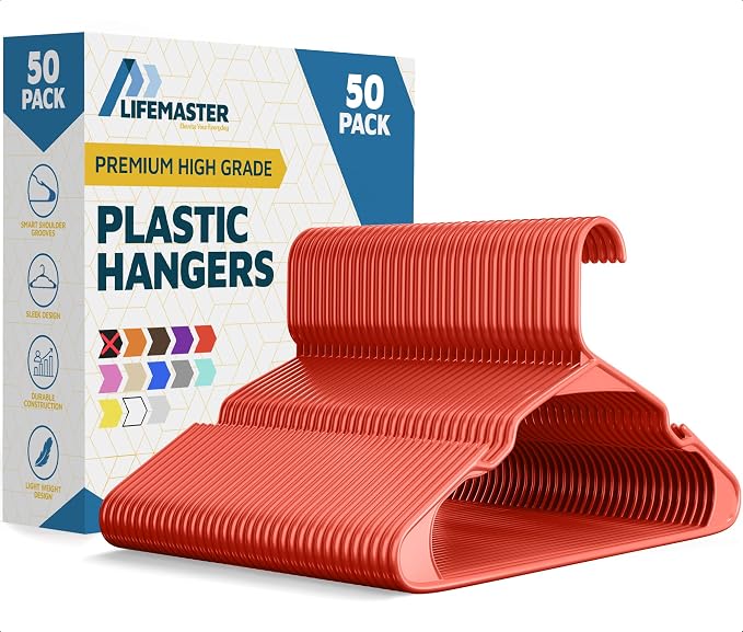 Lifemaster Plastic Clothes Hangers – Heavy Duty Hanger Set, by LIFEMASTER