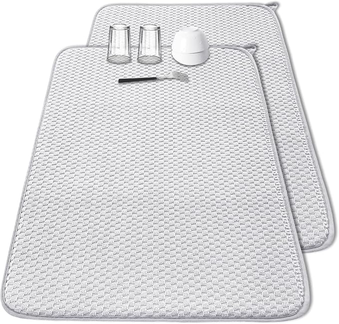 2 Pack Microfiber Dish Drying Mat, 30*24 inch Absorbent Dish Drainer Kitchen by Meirrnyyu