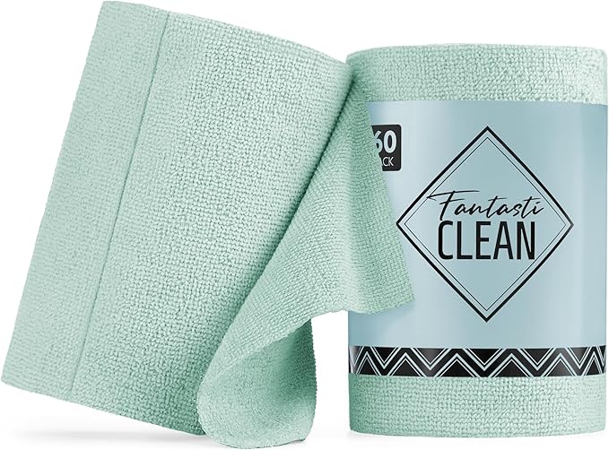 Fantasticlean Microfiber Cleaning Cloth Roll, 60 Pack, Mint Green by Fantasticlean