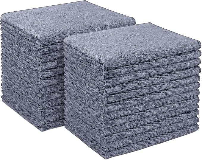 AIDEA Gray Microfiber Cleaning Cloth-24PK, Cleaning Rags 12"x 16" Absorbent | by AIDEAHOME