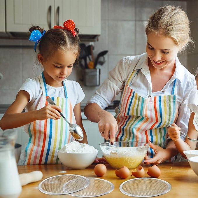 Boao 4 Pieces 10 Inch Pizza Screen Seamless Baking Aluminum Round Pizza Mesh Tray for Baking Oven Home Kitchen Restaurant Supplies