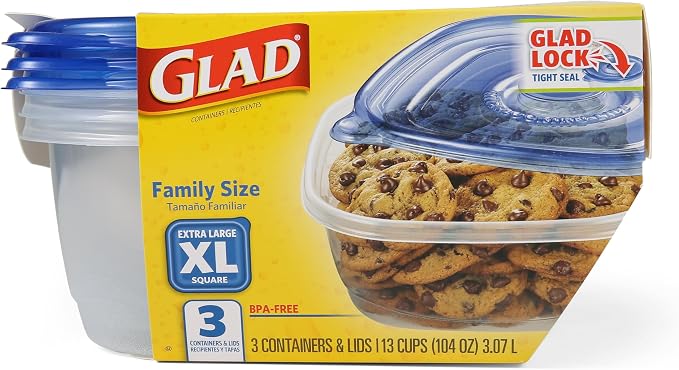 Glad GladWare XL Square Food Storage Containers, 104 Oz, dishwasher-safe - Image 2