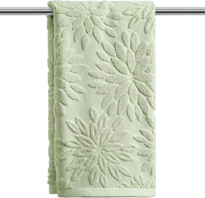 Artoid Mode 1 Pc Light Green 3D Dahlia Floral Jacquard Hand Towels by ArtoidMode