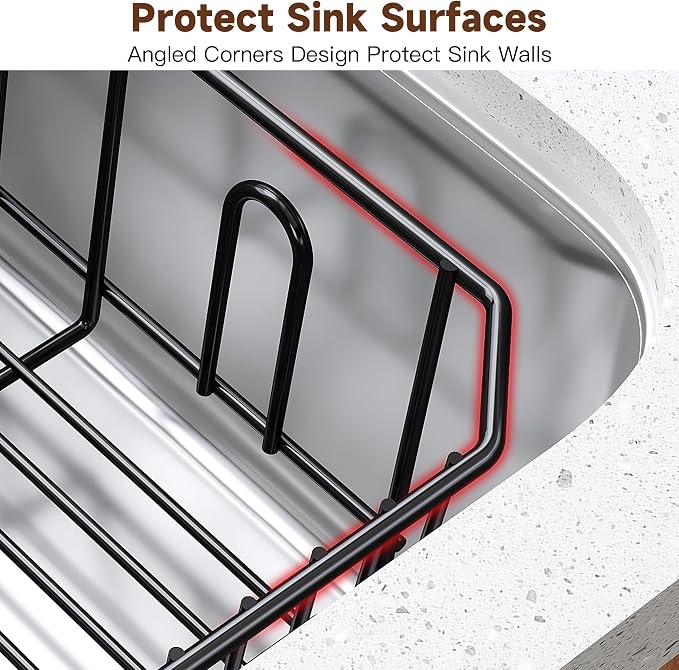 JASIWAY in Sink Dish Drying Rack, Stainless Steel Small Black Dish Drainer | - Image 9