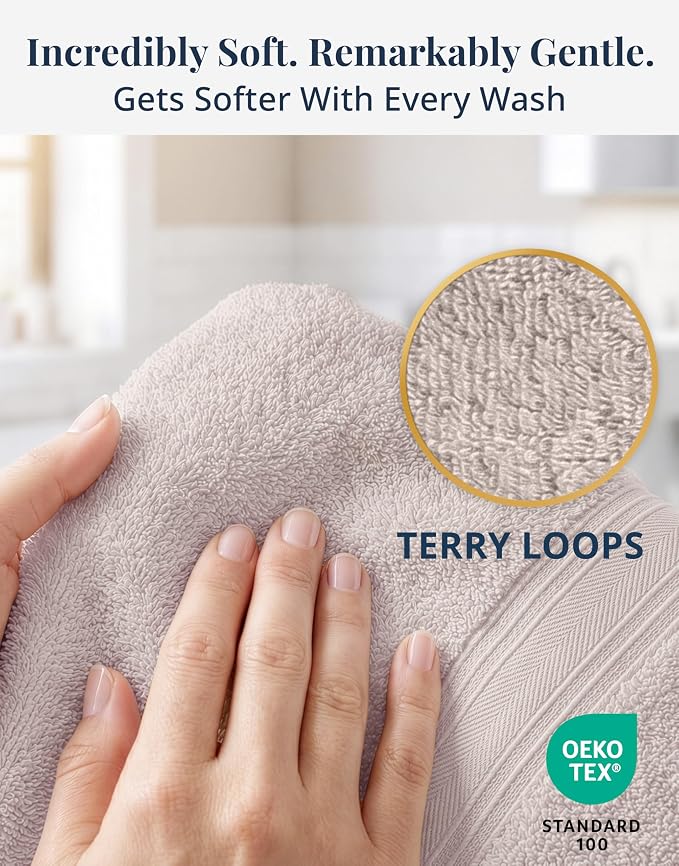 LANE LINEN Soft Hand Towels 100% Cotton 4 Pack Soft Absorbent - Image 2
