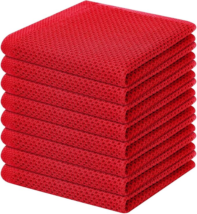 Homaxy 100% Cotton Waffle Weave Kitchen Dish Cloths 8-Pack, Ultra Soft by Homaxy