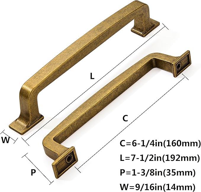 Khtumeware 10 Pack 6-1/4 Inch Antique Brass Cabinet Pulls Vintage Drawer Pulls Kitchen Cabinet Hardware Cupboard Handles