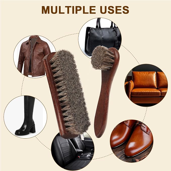3-Piece 100% Horse Hair Shoe Brush Kit - Image 8