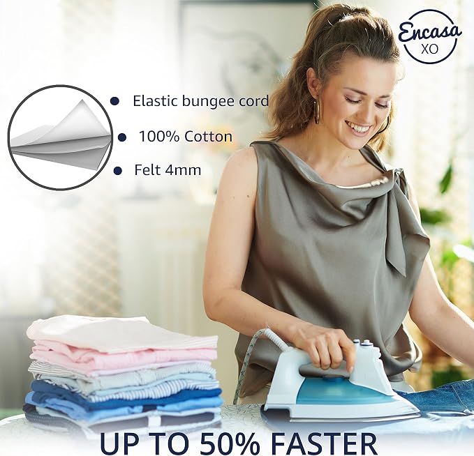 Encasa XO Ironing Board Cover and Pad, X-Large 54"x18" - Image 4