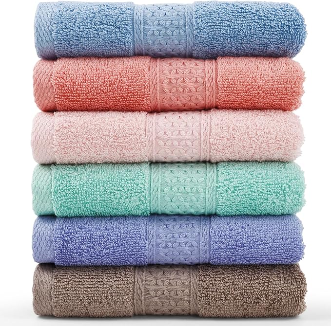Cleanbear Washcloths Set, 100% Cotton, 13” x 13” | Soft Large Cotton Washcloths by Cleanbear