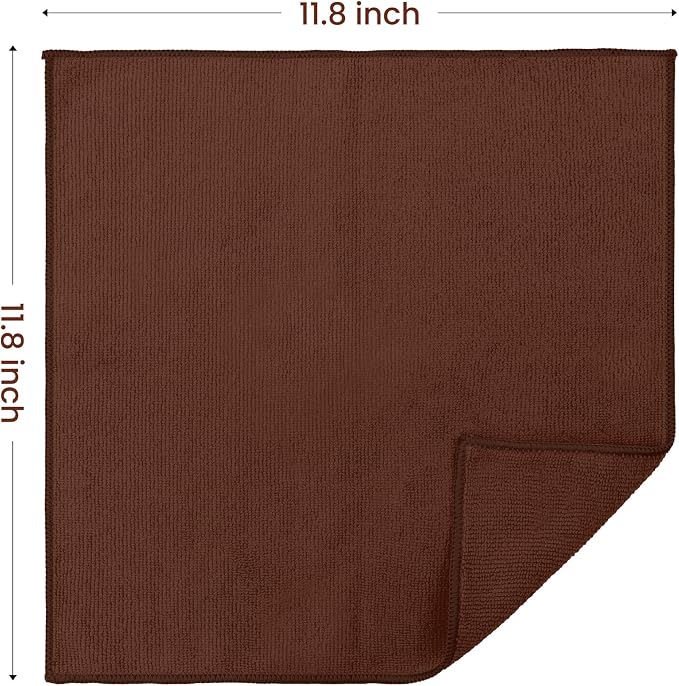 SIFANGKE Microfiber Cleaning Cloth, 12 Pack Brown Cleaning Rags - Image 2