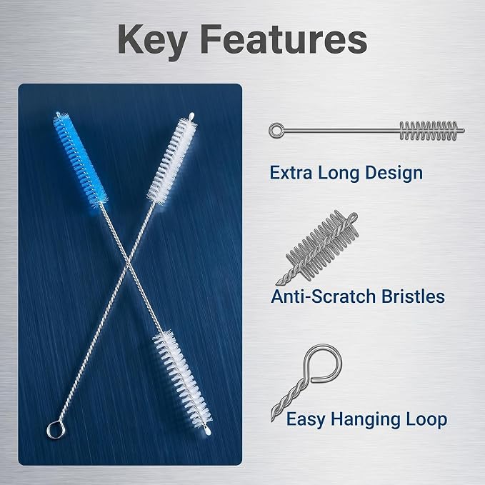 Straw Cleaner Brush, Reusable Metal Handles Straw Cleaner Brush Extra Long - Image 2